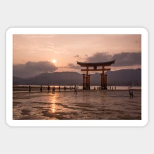 Gorgeous sunset at itsukushima torii gate Sticker